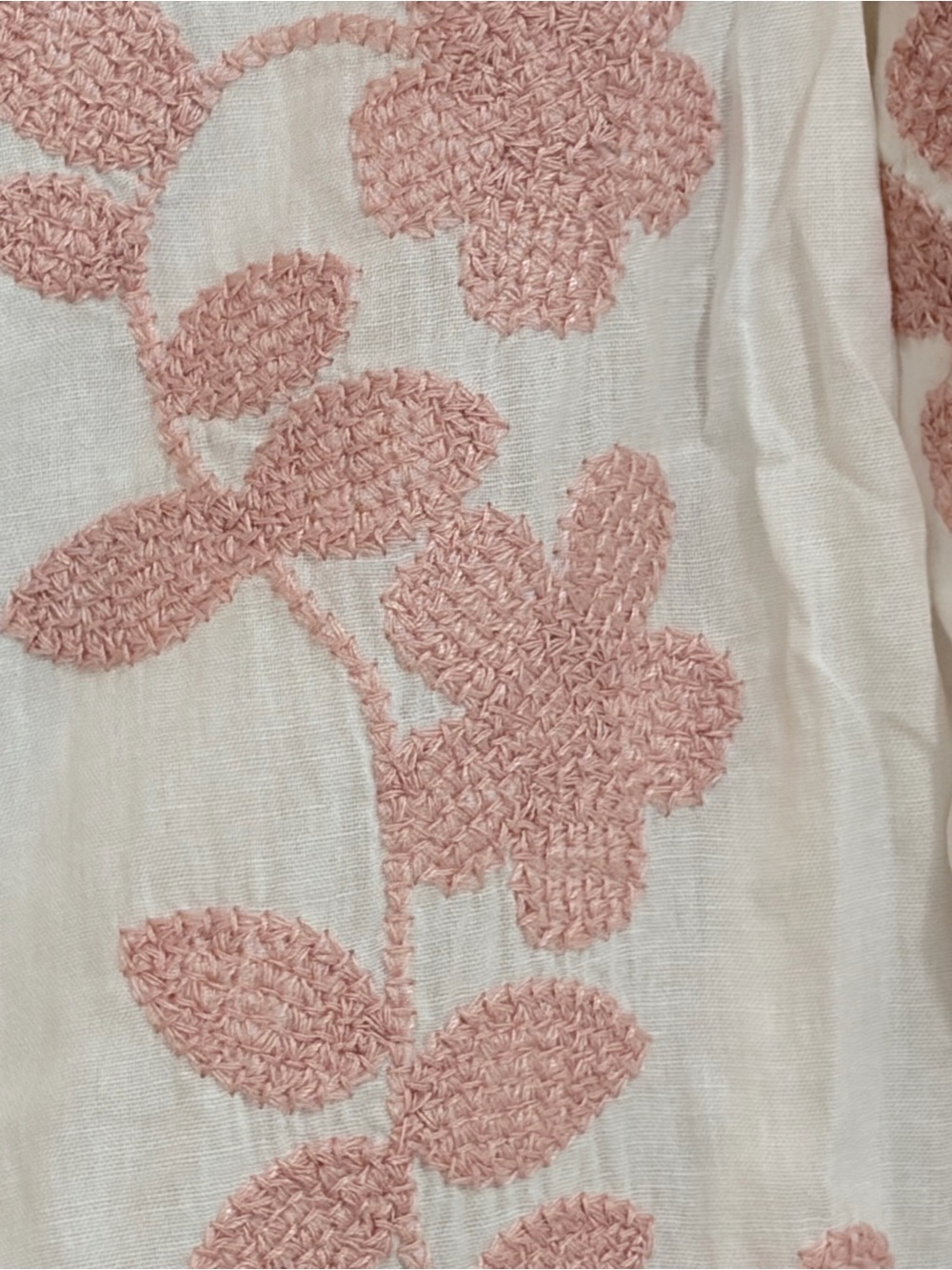 NWT SZ L Calypso St. Barth White Blouse with Dusty Pink Floral Embroidery - Picture 2 of 8